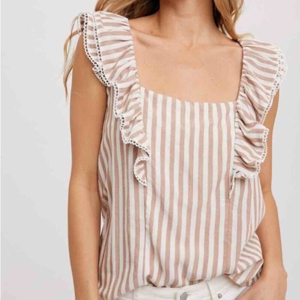 Boutique Tie Back Bow Striped Blouse